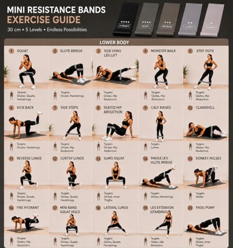 Resistance bands set- 5 Levels for Glutes, Legs & Full body workouts,Booty Bands for Yoga,Pilates,Strength Training for Men and Womens, Non slip Premium Naturel Latex, Black to Grey, Home,Gym& Pilates — view 6