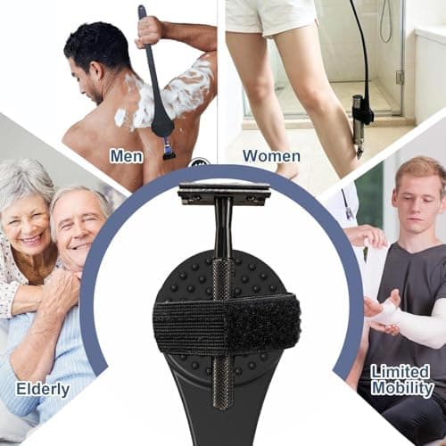 Back Razor with Long Handle - Flexible Multifunctional Tool - Back Razor Replacement Long Handle | For Adults, Seniors, Husbands, Friends, Before Training, Before Swimming, Summer — view 4