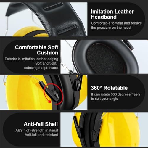 flintronic Ear Defenders Adults, 28dB Protection Noise Cancelling Headphones, Protective Earmuffs, Noise Cancelling Headphones Earmuffs with Adjustable Headband for Shooting Gardening Working — view 4