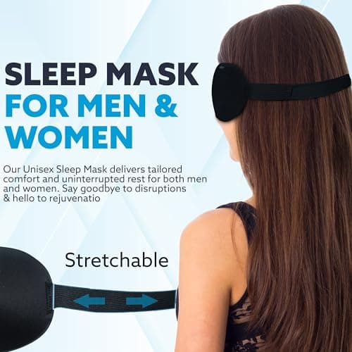 Shaped 3D Sleep Eye Mask Deep Contoured - Gift for Man or Woman, Deep Contoured Shape, Comfortable Lightweight Sleeping Mask for Travel, Shift Work or Plane Journey MSC – Black1Shaped — view 5