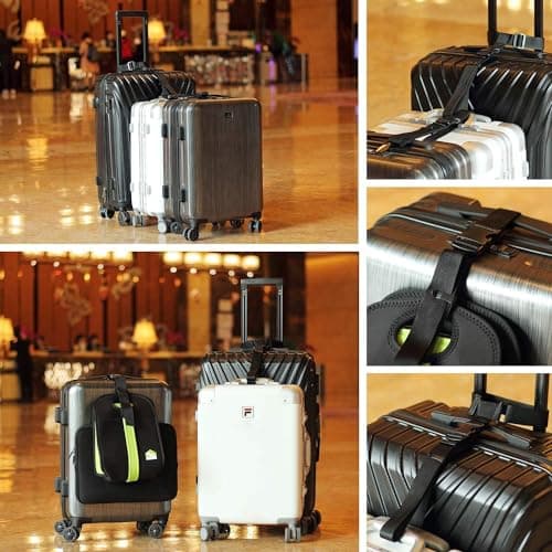 Luggage Straps,2 pcs Luggage Connector Straps Add a Bag Suitcase Strap Belt Adjustable for Travel Adjustable Baggage Attachment Accessories for Connecting Luggage Together Black T-type Normal — view 6