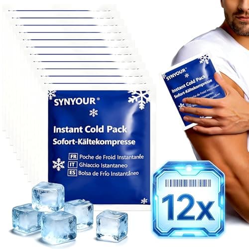 SYNYOUR Instant Ice Cold Pack - 12 Packs, Disposable Ice Pack for Sports Injuries, Cold Compress for Sports First Aid Home Kids Outdoor Travel, Cool Packs