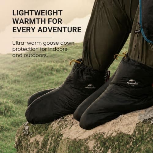 Naturehike White Goose Down Footwear Black Small EU 36-39 – Lightweight Thermal Down Foot Covers for Camping & Travel — view 4