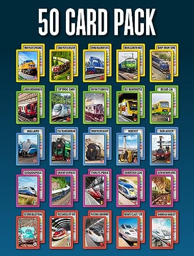 Smart Cards Trains, Gift, Stocking Filler, Travel Card Game, 7 games in 1, Pairs, Snap, Trumps, Rummy, Memory Quiz, Trivia, Age 5+, 1-8 Players — view 5