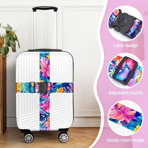 MOTONG 2 PCS Leaf Luggage Straps Adjustable Suitcase Straps Personalised Luggage Straps Suitcases Heavy Duty Suitcase Belts Thickened Luggage Belt with Quick Release Buckle — view 3