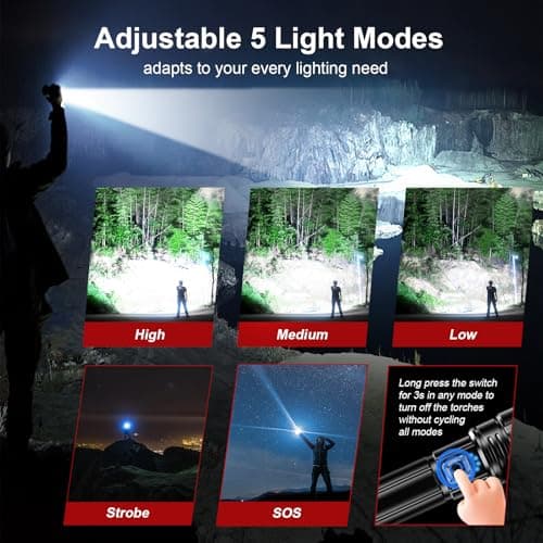 Shadowhawk Rechargeable Torch, 500000 Lumen Super Bright LED Flashlight — view 6