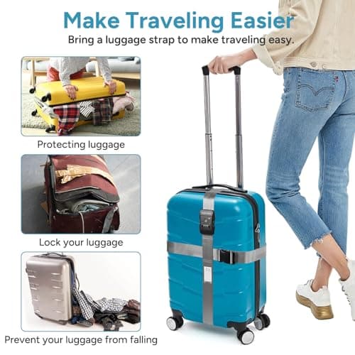 travel inspira TSA Approved Luggage Straps, Cross Suitcase Straps (Grey) — view 3