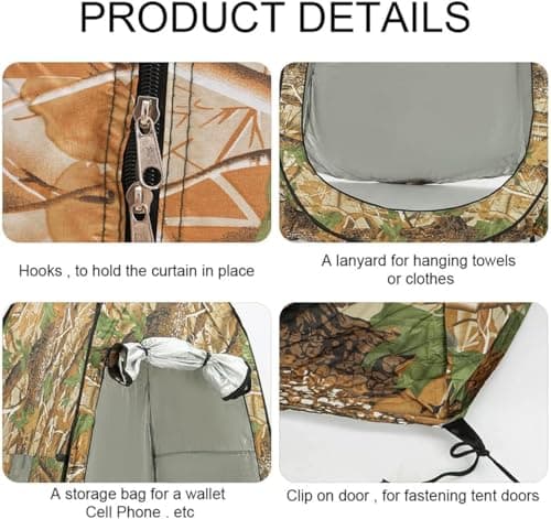 BREEZENEST Pop Up Camping Tent 2-3 Person, Waterproof Windproof Instant Pop-Up Tent 4 Season Portable Privacy Tent for Camping Hiking Outdoor Shelter with Carry Bag (Camouflage) — view 6