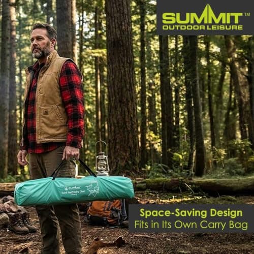 Folding Camping Chair With Cup Holder | Carry Bag | 2 Set Light Green — view 3