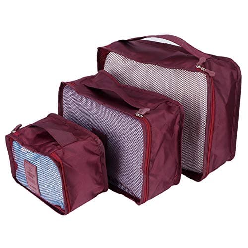 6 Set Compression Packing Cubes for Travel, Luggage Organizer Bags, Packing Cubes Luggage PackingOrganizers for Travel Accessories (Maroon)