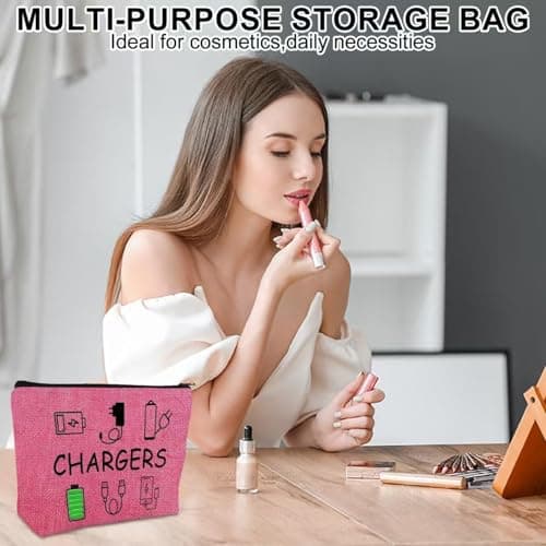 KDRNXVAL Travel Cable Organizer Bag, Electronics Charger Storage Pouch, Portable All-in-One Gadget Organizer for Backpack, for Women and Men, Perfect for Travel Use (Pink) — view 4