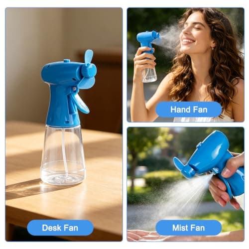 FounAwesome Handheld Water Mist Spray Fan, Portable for battery Powered 500ML Large Capacity Cooling Fan With Adjustable Nozzle, Personal Air Cooler For Travel Summer Beach Outdoor Use(Blue) — view 6