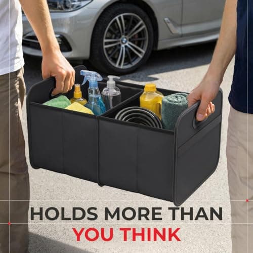 achilles Car Folding Box Xl, Foldable Trunk Bag, Shopping Organizer, Basket, Storage Bags, Box (Black, 50cm x 32cm x 27cm) — view 4