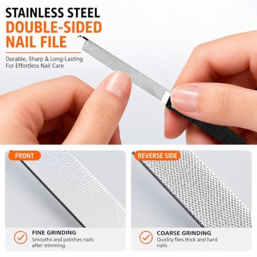 ESSBES Nail Clippers Set, Ultra Sharp Stainless Steel Fingernail & Toenail Clippers with Nail File, Ergonomic Heavy Duty Nail Cutter Kit with Tin Case, Professional Manicure Grooming Set for Men Women — view 5