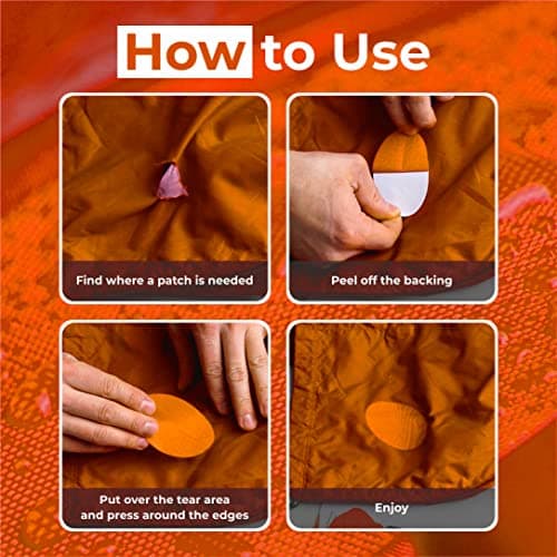 Stick-On Repair Patches for Down Jackets, Tents, 11 Pcs, Waterproof, Orange — view 2