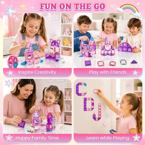 Jovicos Travel Magnetic Tiles for Kids Magnetic Building Blocks with Case — view 5