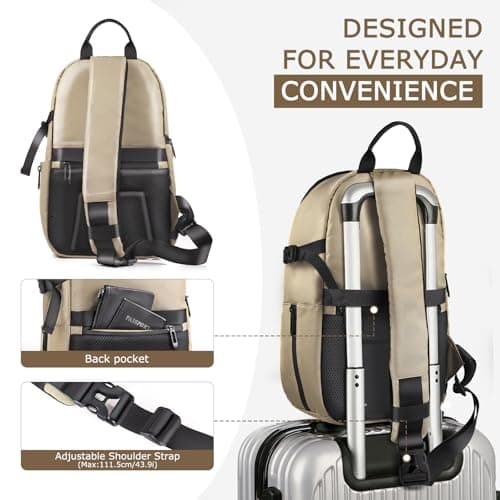 TAAOKA Waterproof Camera Sling Bag Backpack - DSLR Sling Camera Bag for Photographers, Cross Body Sling Bag with Raincover Tripod Holder Photography Slingpack Black TR-S (Brown) — view 5
