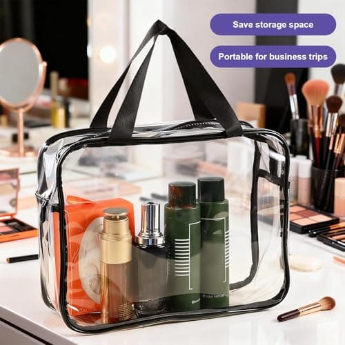 Clear Tote Bag,Waterproof PVC Toiletry Wash Bag with Handles & Zipper — view 4