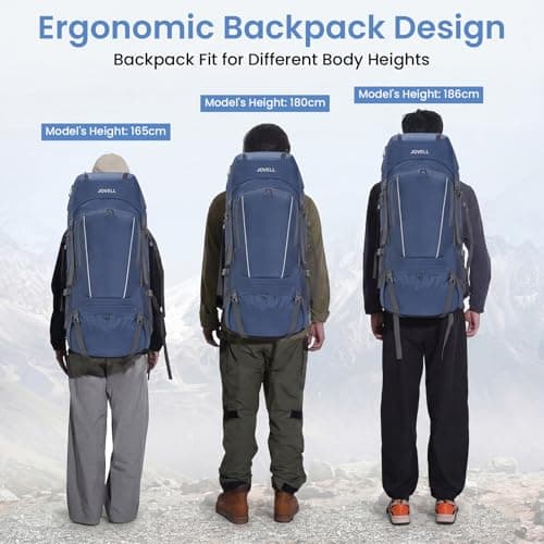 JOVELL Hiking Backpack for Men Women, Large Capacity Durable Trekking Backpack with Rain Cover, Waterproof Lightweight Camping Backpack for Backpacking Travel Mountaineering (Deep Blue) — view 6