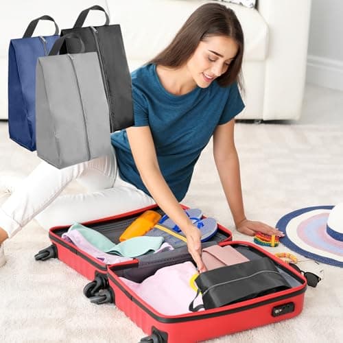 6 Pcs Travel Shoe Bags,Waterproof Nylon Shoe Storage Organizer with Handle — view 6