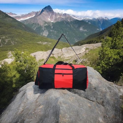 Travel Duffle Storage Holdall Bag Lightweight Gym & Sports Bag (Red) — view 6