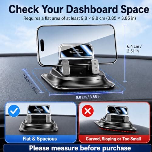 Car Phone Mount for Dashboard, 360 Degree Rotation Phone Holder for Cars — view 4