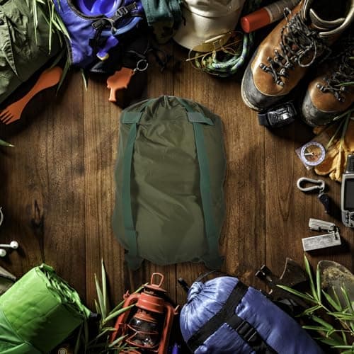 GARVALON Sleeping Bag Compression Bag Nylon Green Straps for Trekking — view 2