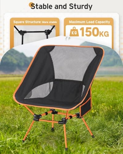 Victoper Compact & Lightweight Folding Camping Chair for Adults – Portable Outdoor Recliner with Carry Bag, Lightweight Camping Chair for Hiking, Fishing, Camping and Backyard Relaxation (Orange) — view 4