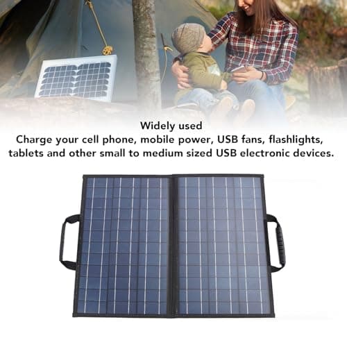 80 Watt 12 Volt Polycrystalline Solar Panel Starter Kit with Angle Adjust Meter Foldable 2 USB 1 Type C 1 DC Port Portable Solar Charger — view 4
