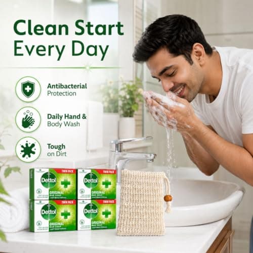 Dettol Soap Original Antibacterial Bar - 4 Twin Pack, 8 x 100g Antibacterial Hand & Body Soap Bar – Disinfects and Kills 99.99% of Germs, Ideal for Handwashing and Cleansing — view 5