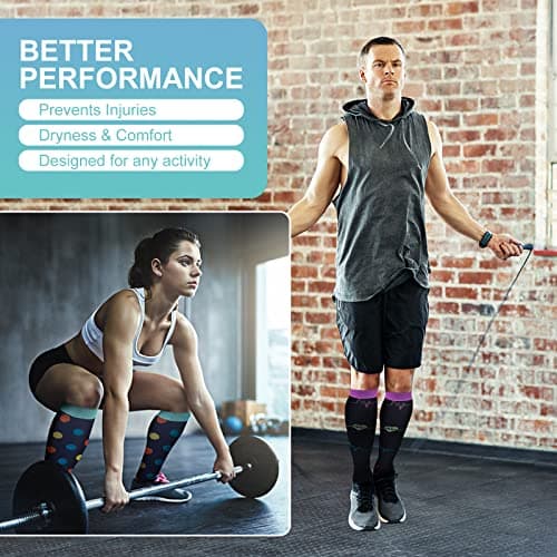 Pnosnesy Compression Socks, (2/4/6/7 Pairs) for Men & Women 15-20 mmHg is Best for Athletics, Running, Flight Travel, Support — view 4