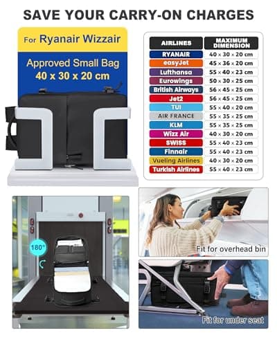 SZLX Ryanair Cabin Bags 40x20x25 Underseat Rucksack for plane Hand Luggage Bag Easyjet Cabin Bag 45x36x20 underseat Carry On Backpack Laptop Bag Women Travel Backpack Cabin Size with Shoe Compartment — view 4