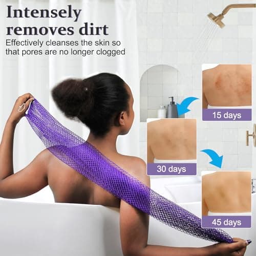 MuiiuM African Net Sponge,Colourfast Stretch Mesh with Travel Bag(Purple) — view 5