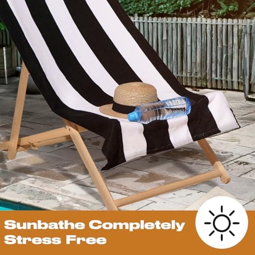 Dreamscene Microfibre Black Beach Towel Stripe, Swim Towels for Adults Super Quick Dry Towel Pool Gym Summer Beach Holiday Essentials Travel Towels, 71cm x 152cm — view 6