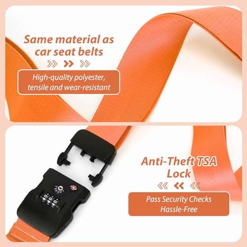 Linpr Adjustable Cross Luggage Straps with TSA Approved Locks, Orange — view 6