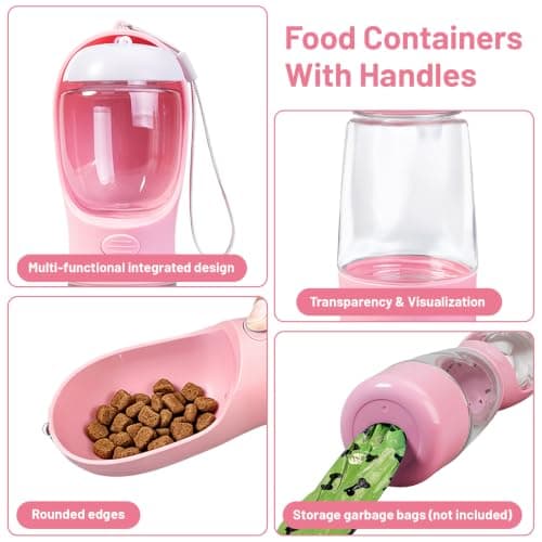 Portable Dog Water Bottle for Walking, 3-in-1 Multifunctional Dispenser — view 4