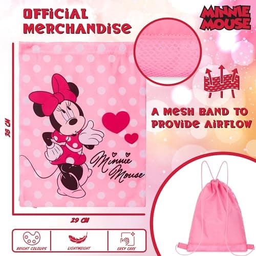 Disney Stitch Drawstring Bags for Kids Swimming Bag Spiderman String Backpack School PE Kit Travel Beach Holiday Sports Gym (Pink Minnie) — view 6