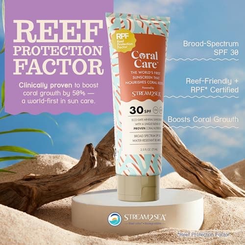 STREAM2SEA Coral Care - Reef Safe Sunscreen SPF 30 Travel Size - First Reef-Approved Natural Mineral Sunblock Boosts Coral Growth Water-Resistant, Non-Toxic, Biodegradable, Eco-Friendly - 75 ml — view 3