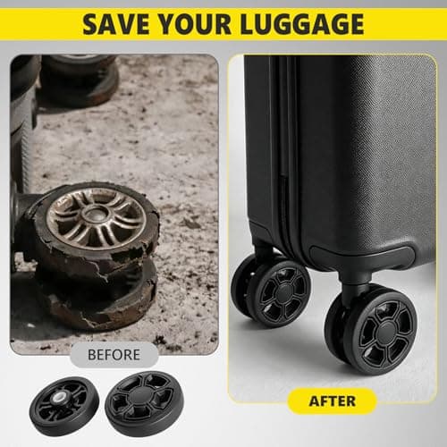 8 Pack 50mm Luggage Wheels Replacement Kit for Suitcase Caster Repair, Black-ST-8Pcs, Suitcase & Luggage — view 6