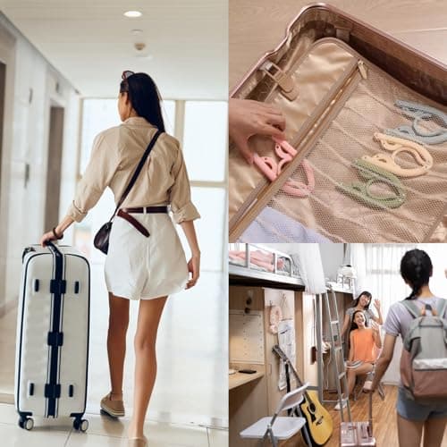 25 Pcs Travel Coat Hangers Adults, Portable Travel HangersPlastic Folding Coat Hangers for Travelling Home Camping Hotel Cruise Holiday Essentials Accessories Foldable Clothes Hanger(5 Colors) — view 5