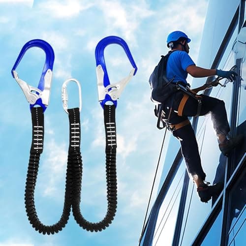Safe Harness – Shock Absorbing Leg Lanyard, Heavy Duty Construction Tool with Hook, Internal Reduction, Secure Design, Top Rated Fall Protection Equipment, Safety Gear for Construction — view 3