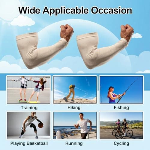 Nogeqi 2 Pair Arm Covers for Women, UV Sleeves for Men, Cooling Sun Protection Sleeves, UPF 50 Arm Compression Sleeves Men,Compression Arm Sleeve for Outdoor Work, Sports, Men & Women — view 4