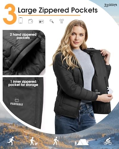 33,000ft Women's Packable Puffer Jacket Water Repellent Insulted Jacket — view 5