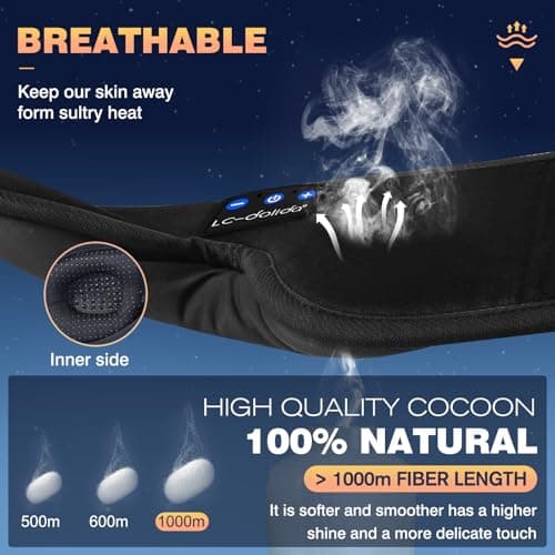 LC-dolida Bluetooth Sleep Eye Mask Headphones,15H Battery & Total Blackout — view 4