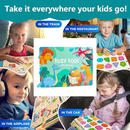 Dubydu Montessori Busy Book for Toddlers 1 2 3 4 5 Years, Quiet Book Learning Toys with Animals Colours Shapes Fruits Matching Activities, Travel Activity Book for Kids Preschool Educational Toys — view 6