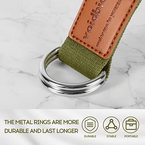 voidbiov D-Ring Buckle Yoga Strap 1.85 or 2.5M, Durable Cotton Adjustable Belt Perfect for Holding Poses, Improving Flexibility and Physical Therapy Avocado Green — view 3