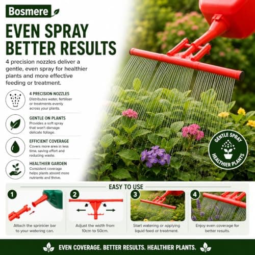 Bosmere N574 Garden Care Watering Can Sprinkler Bar, Red — view 4
