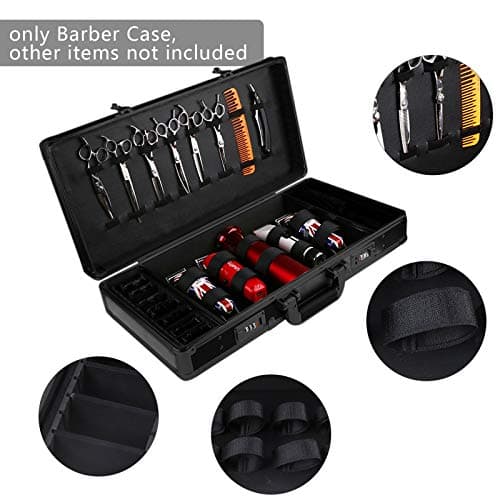 Barber Travel Organizer Tool Box Professional Beauty Salon Stylist Suitcase Portable Hairdressing Tool Case Hair Clipper Storage Display Box with Handle and Secure Numlock (Black, 55 * 27 * 10cm) — view 4