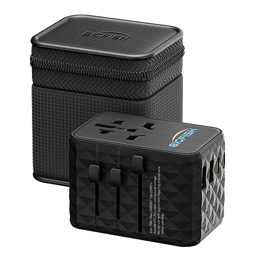 Bigfish Universal Travel Adapter, 65W GaN USB Charger, 3Fast Charging Ports