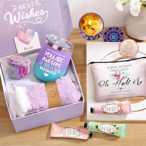 WYOK Birthday Gifts for Women, Self Care Spa Gift for Her, Thoughtful Bath and Body Gift Basket, Birthday Presents or Mother Day's Gifts for Best Friend, Sister, Wife, Mum, Female Friends — view 2